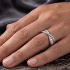 Silver Mosaic Crossover Sterling Silver Ring