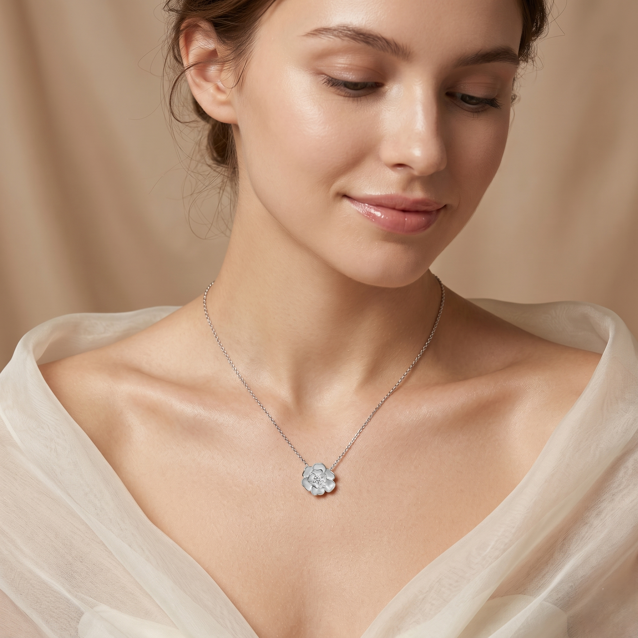 Bella Rose Sterling Silver Necklace