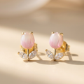 Aura Pink Tulip Sterling Silver Earring