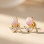 Aura Pink Tulip Sterling Silver Earring