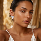 Sterling Silver Bow & Pearl Drops Earrings