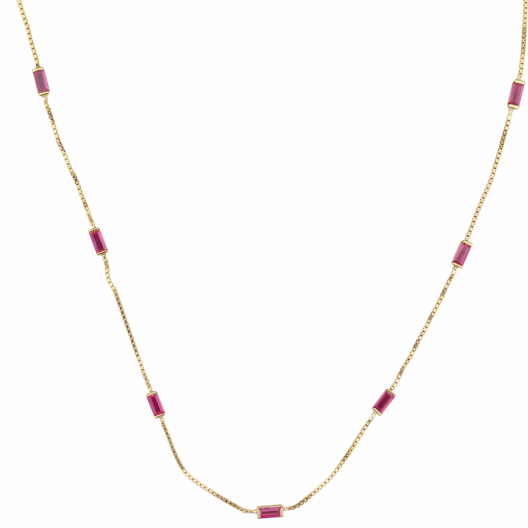 Dainty Baguette Cut Station Necklace