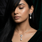 Arch Pearl Drop Sterling Silver Necklace Set
