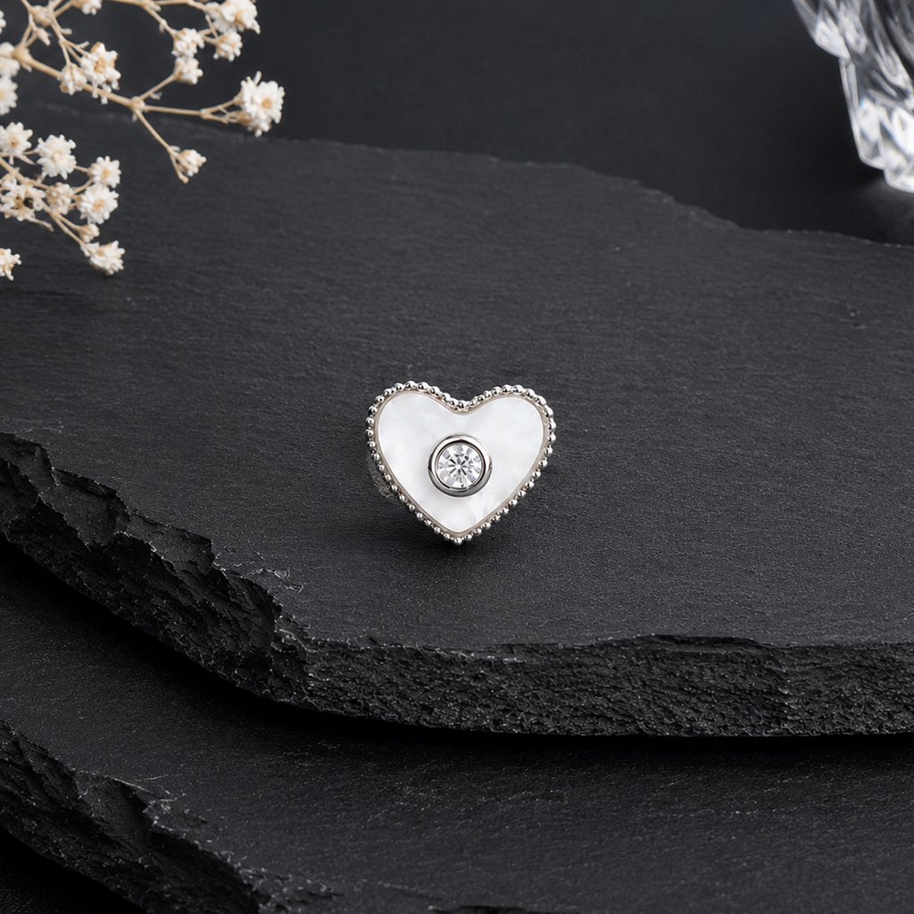 MOP Heart Silver Pendent