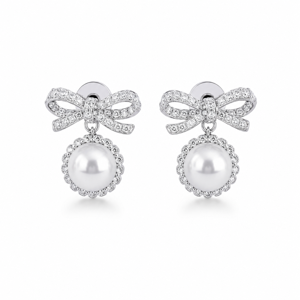 Elysian Pearl Bow Earrings