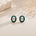 Vivid Enamel Border Oval Earrings