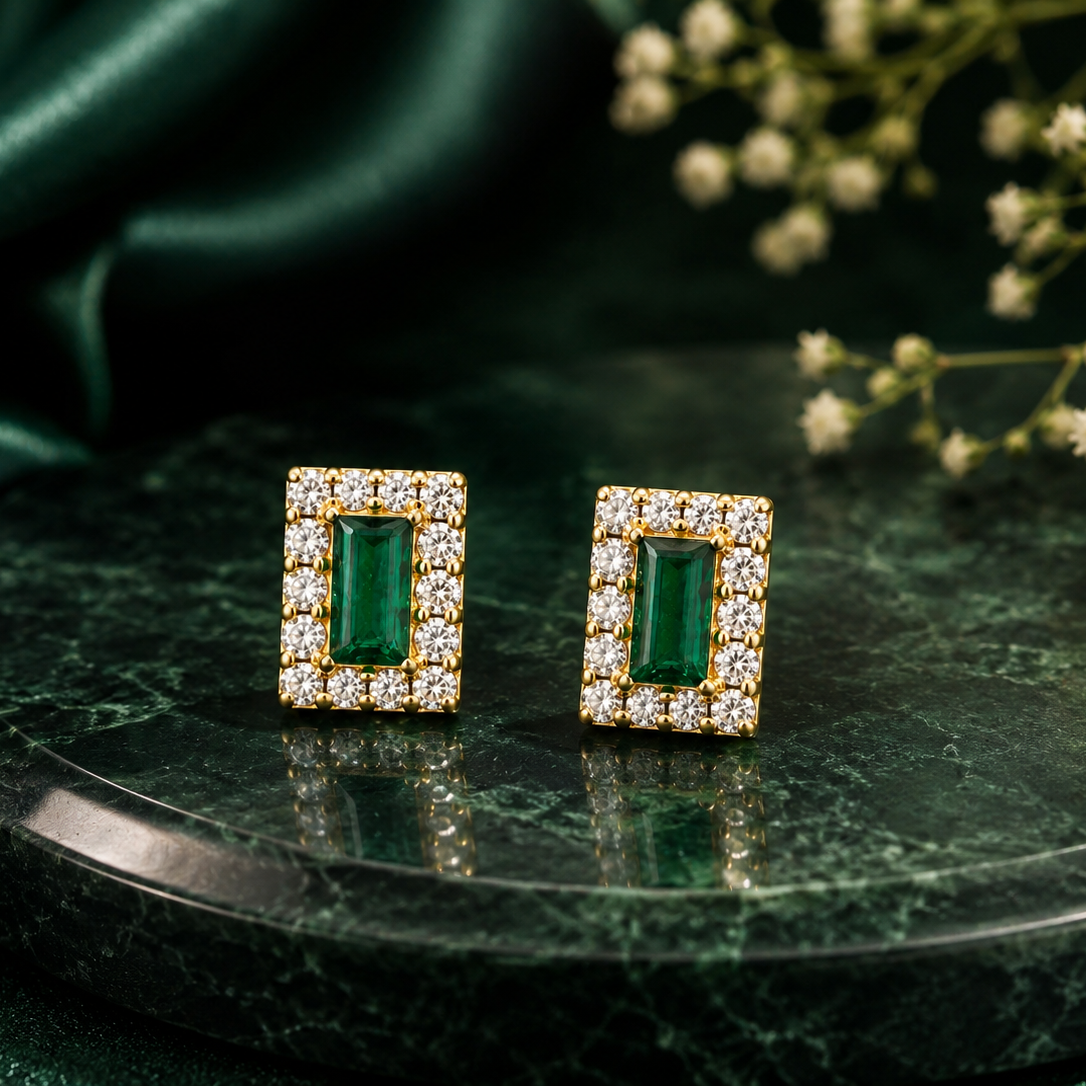 Vintage Ivy Baguette Earrings