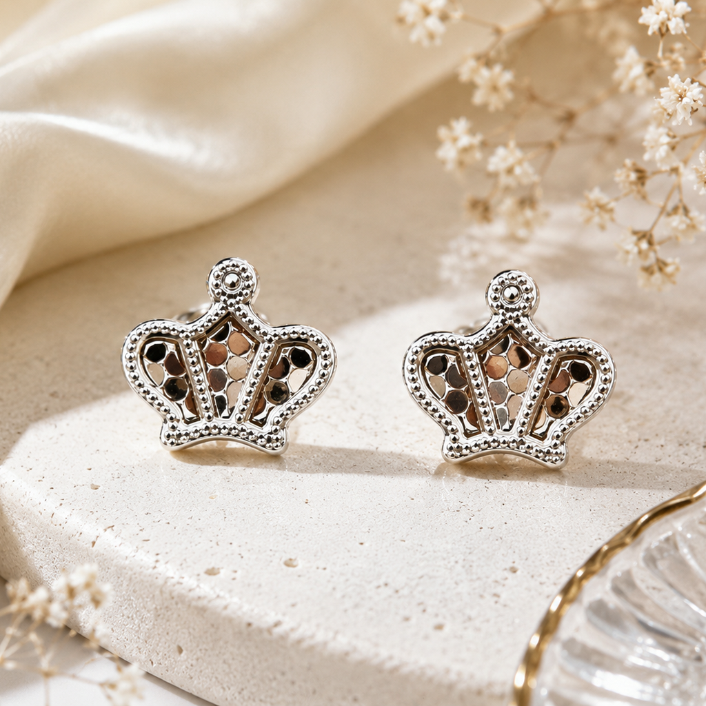 925 Silver Crown Earrings