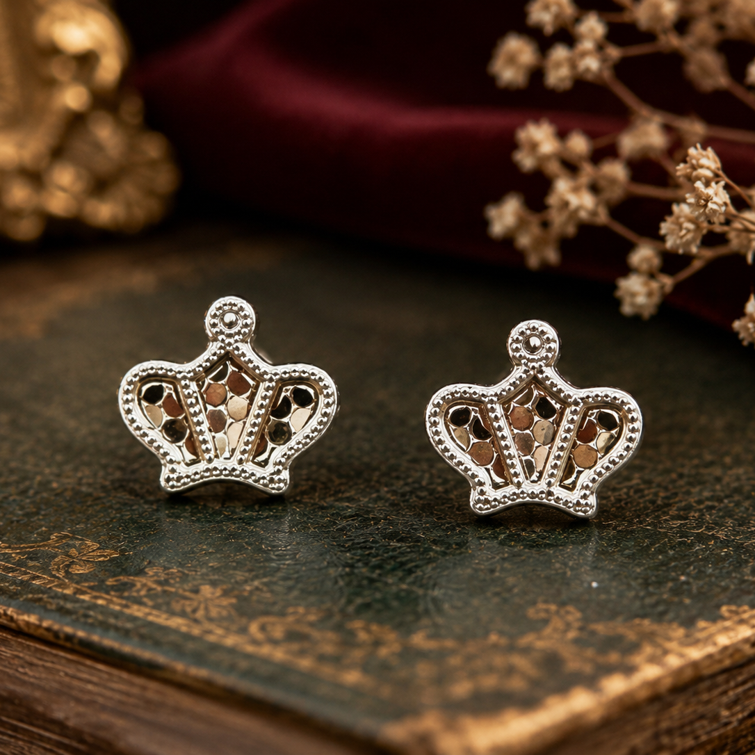 925 Silver Crown Earrings