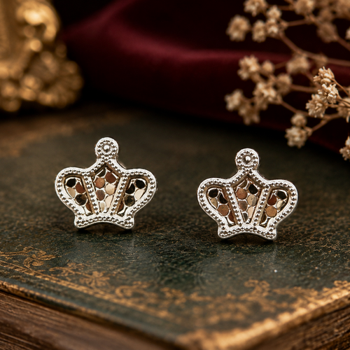 925 Silver Crown Earrings