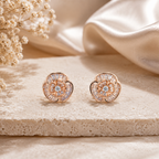 Frosted Lily Rose Gold Plated Earrings