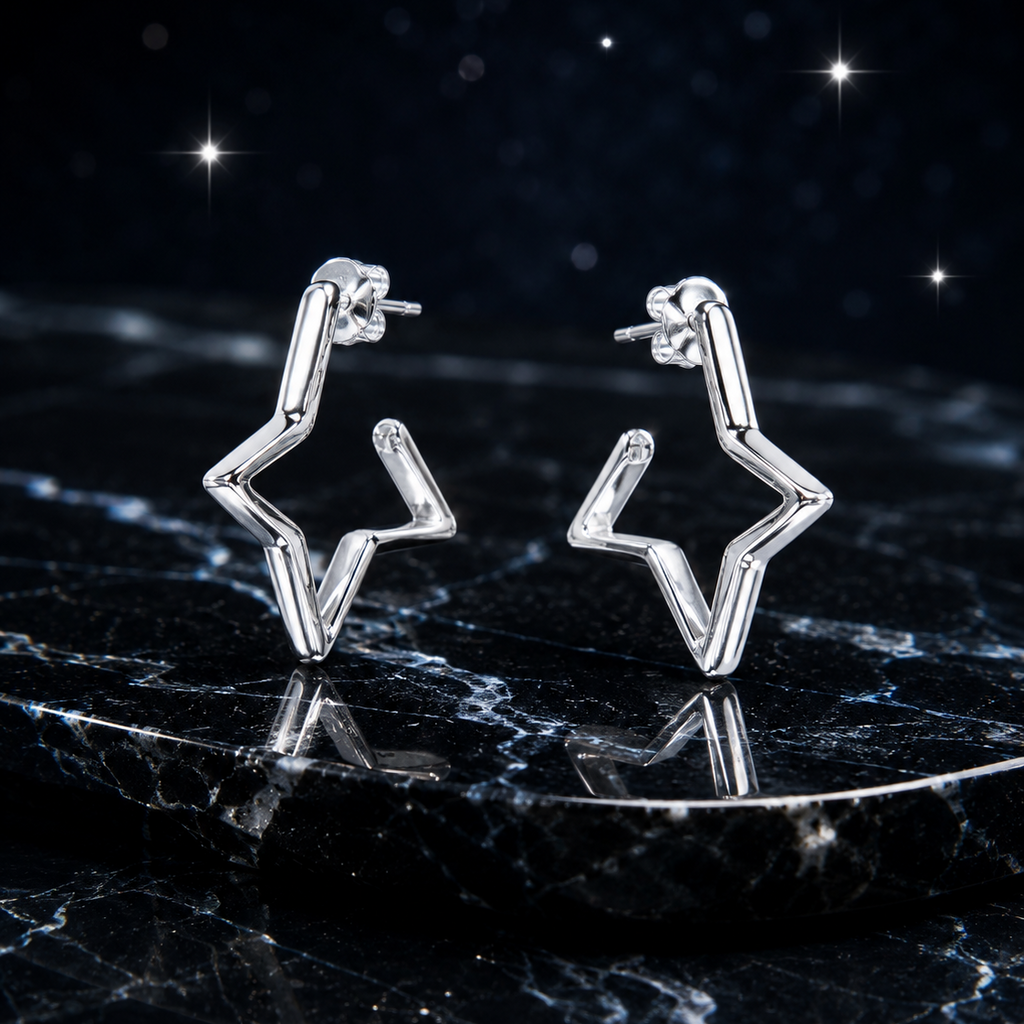 Sweet Star Huggies Sterling Silver Earring