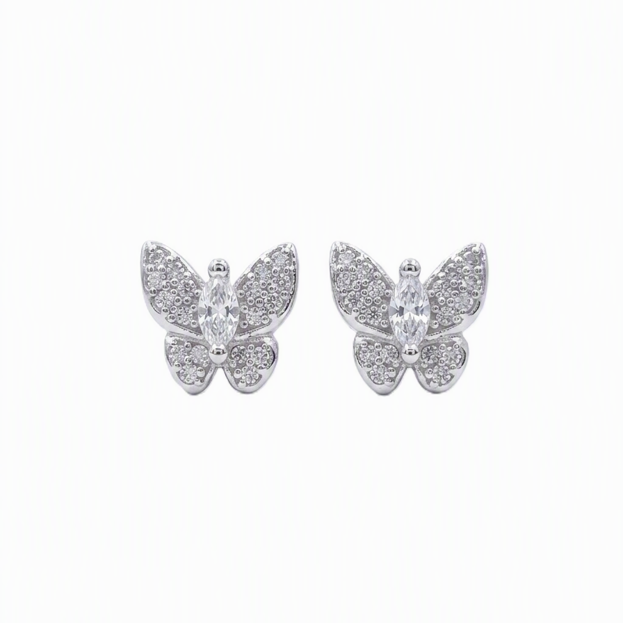 Sterling Pavé Butterfly Silver Earring