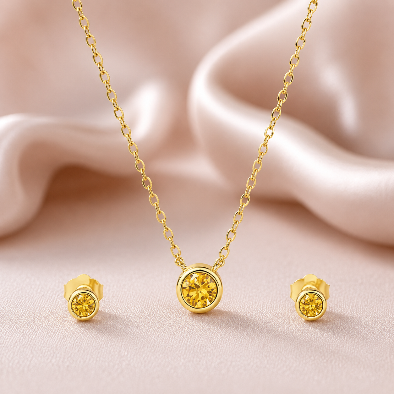 Celeste Solitaire Necklace Set