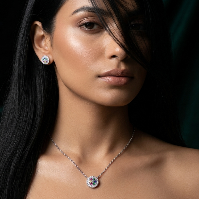 Aurora Spark Disc Necklace Set