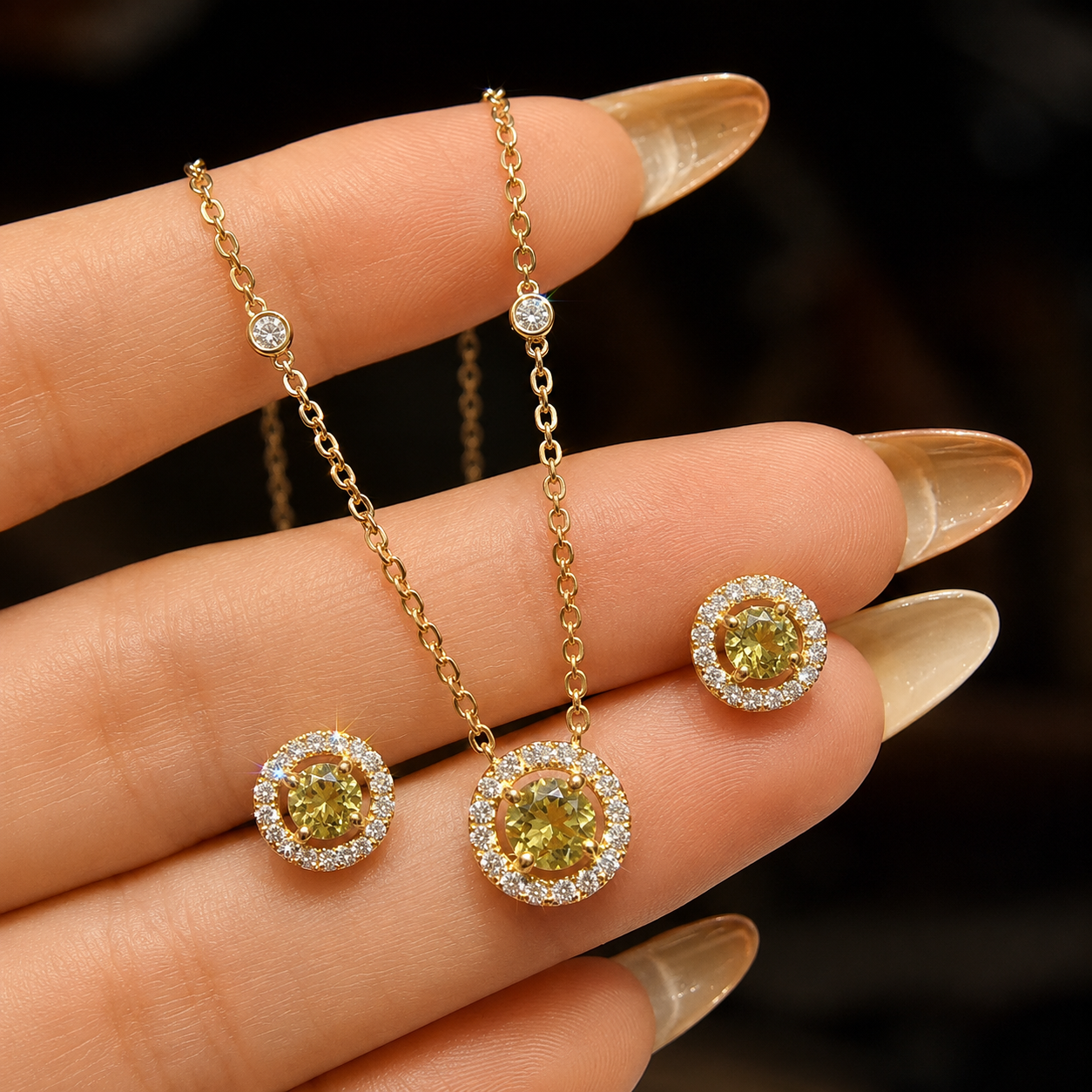Luna Halo Necklace Set