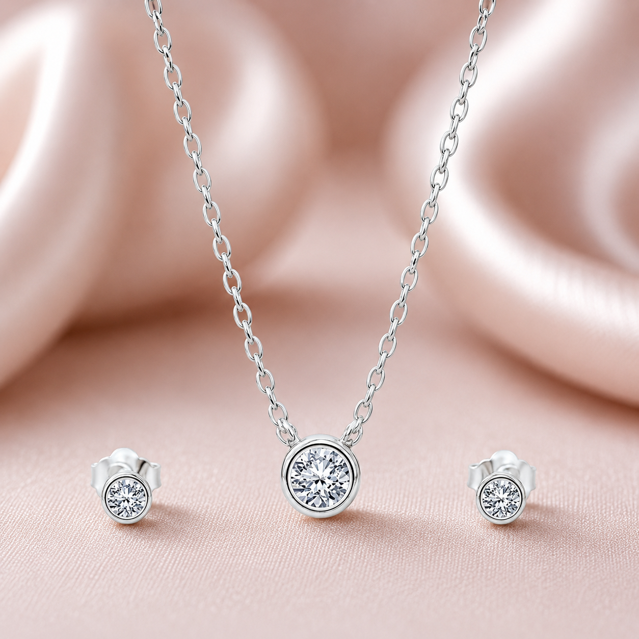 Celeste Solitaire Necklace Set